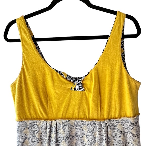 BODEN | CLAIRE SEASHELL MINI DRESS EMPIRE WAIST NAVY BLUE & YELLOW | 8 PETITE - Picture 9 of 12